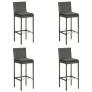 Detailed information about the product Garden Bar Stools With Cushions 4 Pcs Grey Poly Rattan