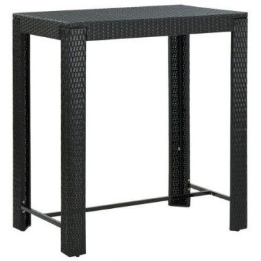 Garden Bar Table Black 100x60.5x110.5 Cm Poly Rattan.