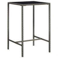 Detailed information about the product Garden Bar Table Grey 70x70x110 Cm Poly Rattan And Glass