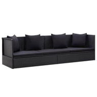 Detailed information about the product Garden Bed With Cushion And Pillow Poly Rattan Black