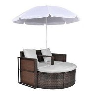 Detailed information about the product Garden Bed With Parasol Brown Poly Rattan