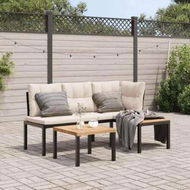 Detailed information about the product Garden Bench Set with Cushions 3 pcs Black Powder-coated Steel