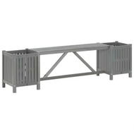 Detailed information about the product Garden Bench with 2 Planters 150cm Solid Acacia Wood Grey