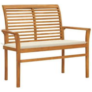 Detailed information about the product Garden Bench with Cream Cushion 112 cm Solid Teak Wood