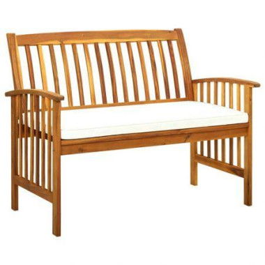 Garden Bench With Cushion 119 Cm Solid Acacia Wood