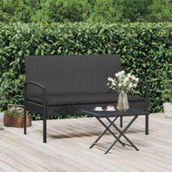 Detailed information about the product Garden Bench With Cushion Black 105 Cm Poly Rattan