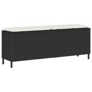 Detailed information about the product Garden Bench with Cushion Black 110x30x40.5 cm Poly Rattan