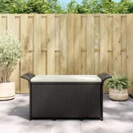 Detailed information about the product Garden Bench with Cushion Black 116x46x57 cm Poly Rattan