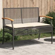 Detailed information about the product Garden Bench with Cushion Black Poly Rattan Acacia Wood