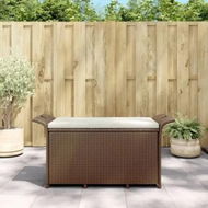 Detailed information about the product Garden Bench with Cushion Brown 116x46x57 cm Poly Rattan