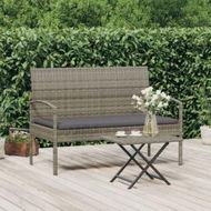 Detailed information about the product Garden Bench with Cushion Grey 105 cm Poly Rattan