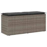 Detailed information about the product Garden Bench with Cushion Grey 110x40x44 cm Poly Rattan