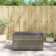 Detailed information about the product Garden Bench with Cushion Grey 116x46x57 cm Poly Rattan