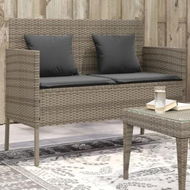 Detailed information about the product Garden Bench with Cushions Grey Poly Rattan