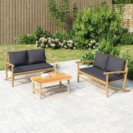 Detailed information about the product Garden Bench With Dark Grey Cushions Bamboo