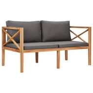 Detailed information about the product Garden Bench with Grey Cushions Solid Wood Teak