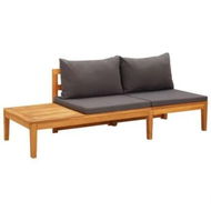 Detailed information about the product Garden Bench with Table Dark Grey Cushions Solid Acacia Wood