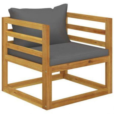 Garden Chair With Dark Grey Cushions Solid Acacia Wood