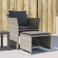 Detailed information about the product Garden Chair with Footstool Grey Poly Rattan
