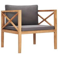 Detailed information about the product Garden Chair with Grey Cushions Solid Wood Teak