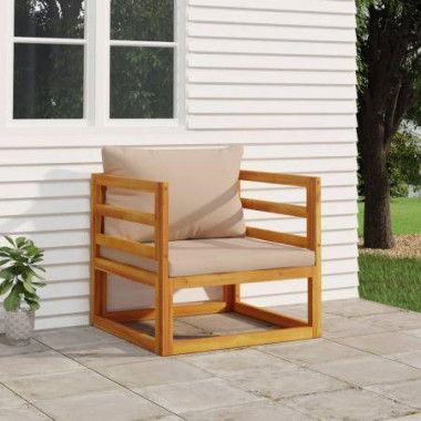 Garden Chair With Taupe Cushions Solid Wood Acacia