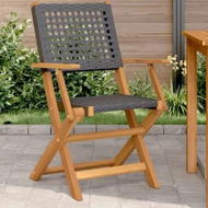 Detailed information about the product Garden Chairs 2 pcs Black Solid Wood Acacia and Poly Rattan