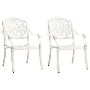 Garden Chairs 2 Pcs Cast Aluminium White