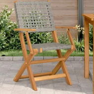 Detailed information about the product Garden Chairs 2 pcs Grey Solid Wood Acacia and Poly Rattan