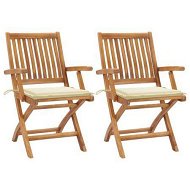 Detailed information about the product Garden Chairs 2 Pcs With Cream Cushions Solid Teak Wood