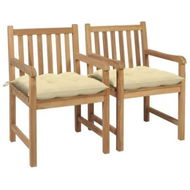 Detailed information about the product Garden Chairs 2 pcs with Cream White Cushions Solid Teak Wood