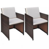 Detailed information about the product Garden Chairs 2 Pcs With Cushions And Pillows Poly Rattan Brown