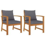 Detailed information about the product Garden Chairs 2 Pcs With Dark Grey Cushion Solid Acacia Wood