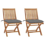 Detailed information about the product Garden Chairs 2 pcs with Grey Cushions Solid Teak Wood