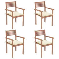 Detailed information about the product Garden Chairs 4 pcs with Cream Cushions Solid Teak Wood