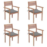 Detailed information about the product Garden Chairs 4 pcs with Grey Cushions Solid Teak Wood