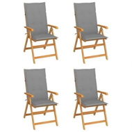 Detailed information about the product Garden Chairs 4 pcs with Grey Cushions Solid Teak Wood