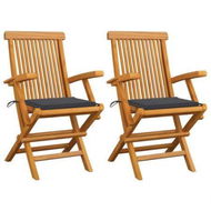 Detailed information about the product Garden Chairs With Anthracite Cushions 2 Pcs Solid Teak Wood