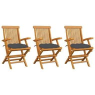 Detailed information about the product Garden Chairs with Anthracite Cushions 3 pcs Solid Teak Wood