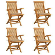 Detailed information about the product Garden Chairs With Beige Cushions 4 Pcs Solid Teak Wood