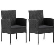 Detailed information about the product Garden Chairs with Black Cushions 2 pcs Black Poly Rattan