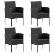 Detailed information about the product Garden Chairs with Black Cushions 4 pcs Black Poly Rattan