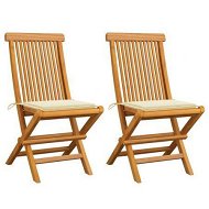 Detailed information about the product Garden Chairs With Cream Cushions 2 Pcs Solid Teak Wood