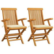 Detailed information about the product Garden Chairs With Cream Cushions 2 Pcs Solid Teak Wood