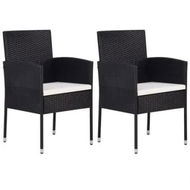 Detailed information about the product Garden Chairs with Cream White Cushions 2 pcs Black Poly Rattan