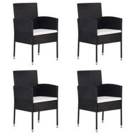 Detailed information about the product Garden Chairs with Cream White Cushions 4 pcs Black Poly Rattan