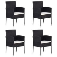 Detailed information about the product Garden Chairs with Cream White Cushions 4 pcs Black Poly Rattan