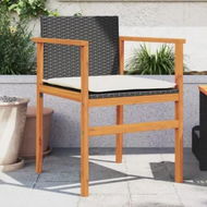 Detailed information about the product Garden Chairs with Cushions 2 pcs Black Poly Rattan&Solid Wood