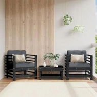 Detailed information about the product Garden Chairs with Cushions 2 pcs Black Solid Wood Pine