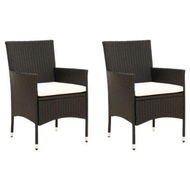 Detailed information about the product Garden Chairs With Cushions 2 Pcs Poly Rattan Black