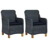 Detailed information about the product Garden Chairs with Cushions 2 pcs Poly Rattan Dark Grey